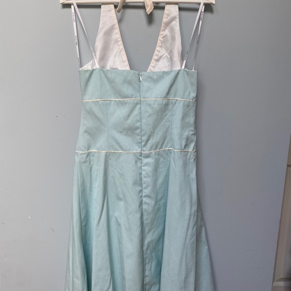 Blue and White Stripe with Embroidery Halter Dress - Picture 9 of 10